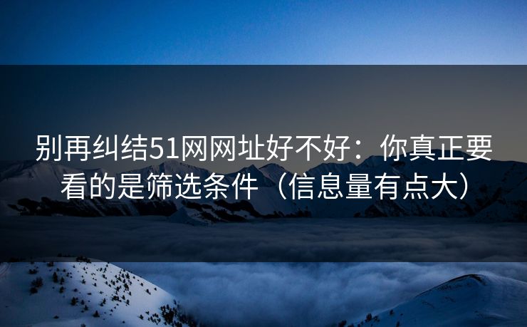 别再纠结51网网址好不好：你真正要看的是筛选条件（信息量有点大）