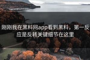 刚刚我在黑料网app看到黑料，第一反应是反转关键细节在这里