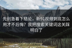 先别急着下结论，新91视频到底怎么用才不后悔？我把搜索关键词这关踩明白了