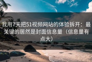 我用7天把51视频网站的体验拆开：最关键的居然是封面信息量（信息量有点大）